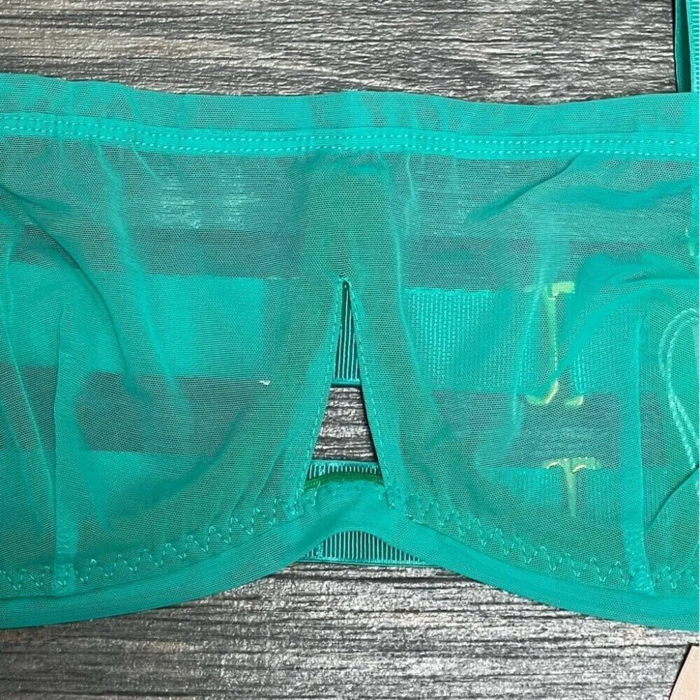 NWT We are HAH Free People Bra Fits 30-38C Teal Mesh Sheer 30C 32C 34C 36C 38C